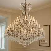19th C. Rococo Iron & Crystal Round Chandelier 101"