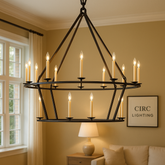 19th C. English Openwork Two-Tier Round Chandelier 50"