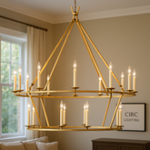 19th C. English Openwork Two-Tier Round Chandelier 50"