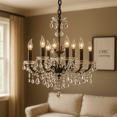 19Th C. Rococo Iron & Crystal Outdoor Chandelier