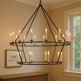 19th C. English Openwork Two-Tier Round Chandelier 62"