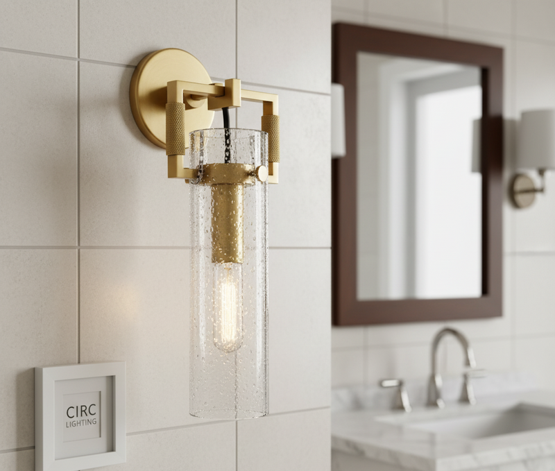 Machinist Glass Cylinder Sconce 12"