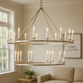 19th C. English Openwork Two-Tier Round Chandelier 62"