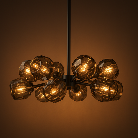 Boule De Cristal Smoke Glass Round Chandelier 24"