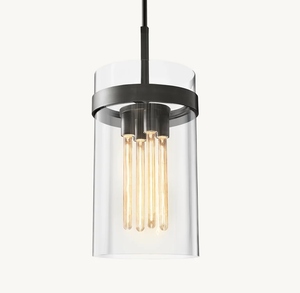 Glass Pendant Light – Ravelle 12" with Steel Frame