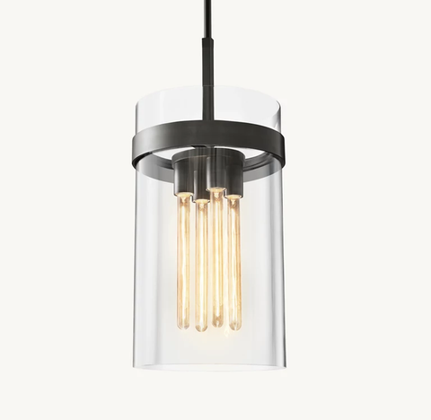 Glass Pendant Light – Ravelle 12" with Steel Frame