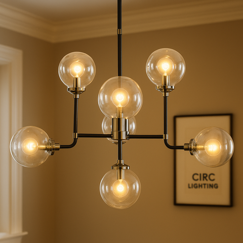 Bistro Globe Clear Glass Chandelier 34"