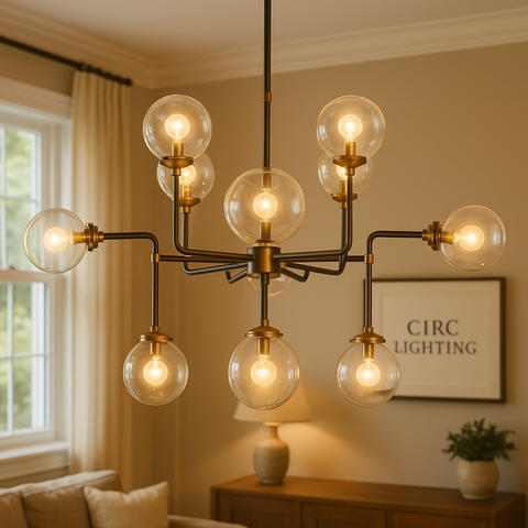 Bistro Globe Clear Glass Chandelier 42"