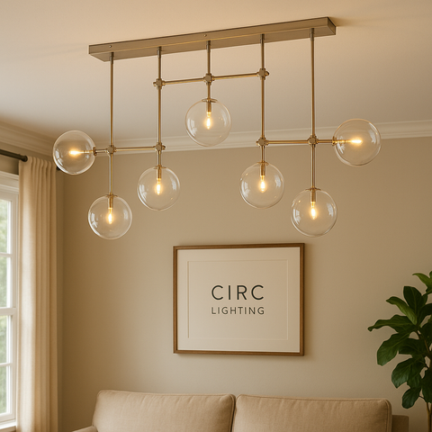 Glass Globe Mobile Linear Chandelier 60"