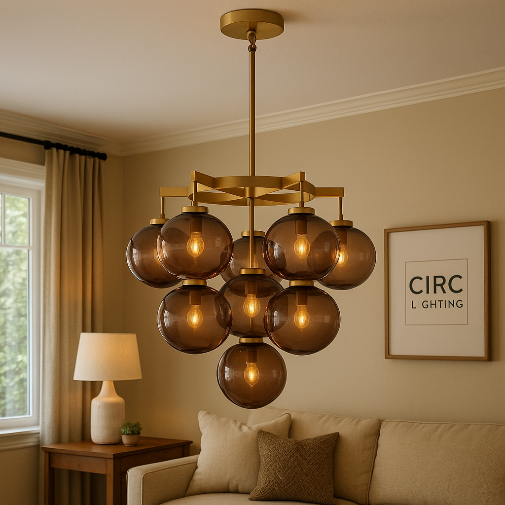 Cabrette Amber Glass Round Chandelier 36"