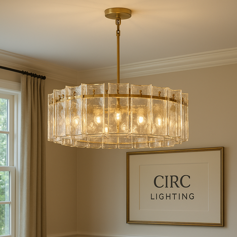 Lattice Clear Glass Round Chandelier 48"
