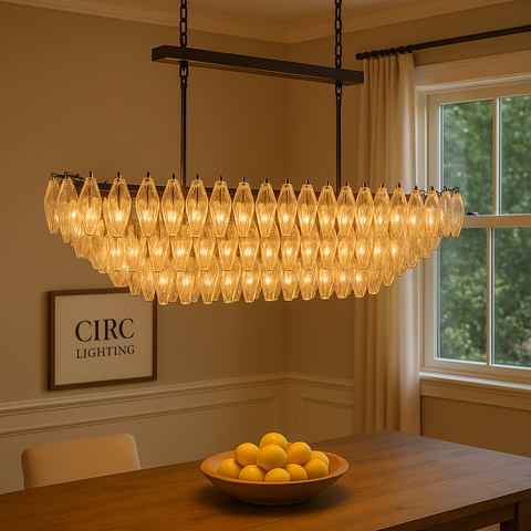 Chiara Clear Glass Tiered Rectangular Chandelier 54"
