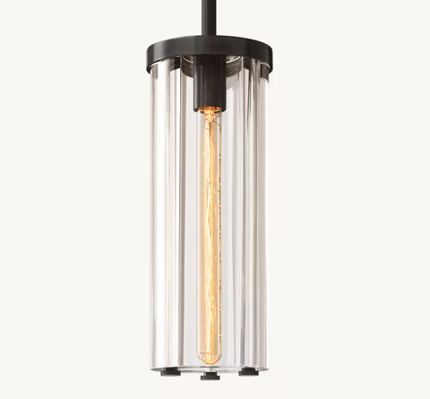 Savile Cylindrical Pendant – Brass & K9 Crystal