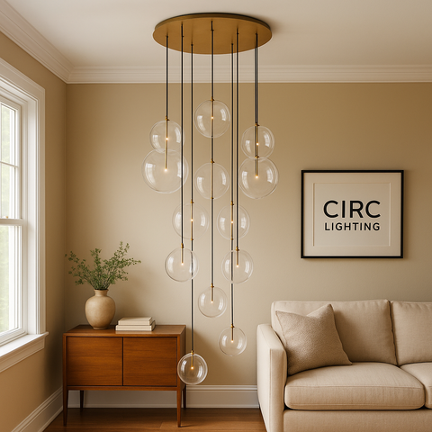 Glass Globe Mobile Cluster Chandelier 44"