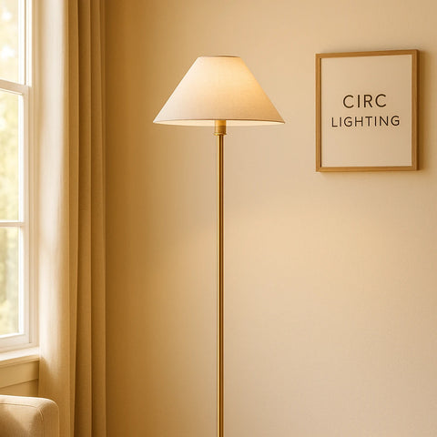 Petite Candlestick Linen Shade Floor Lamp