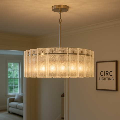 Lattice Clear Glass Round Chandelier 48"