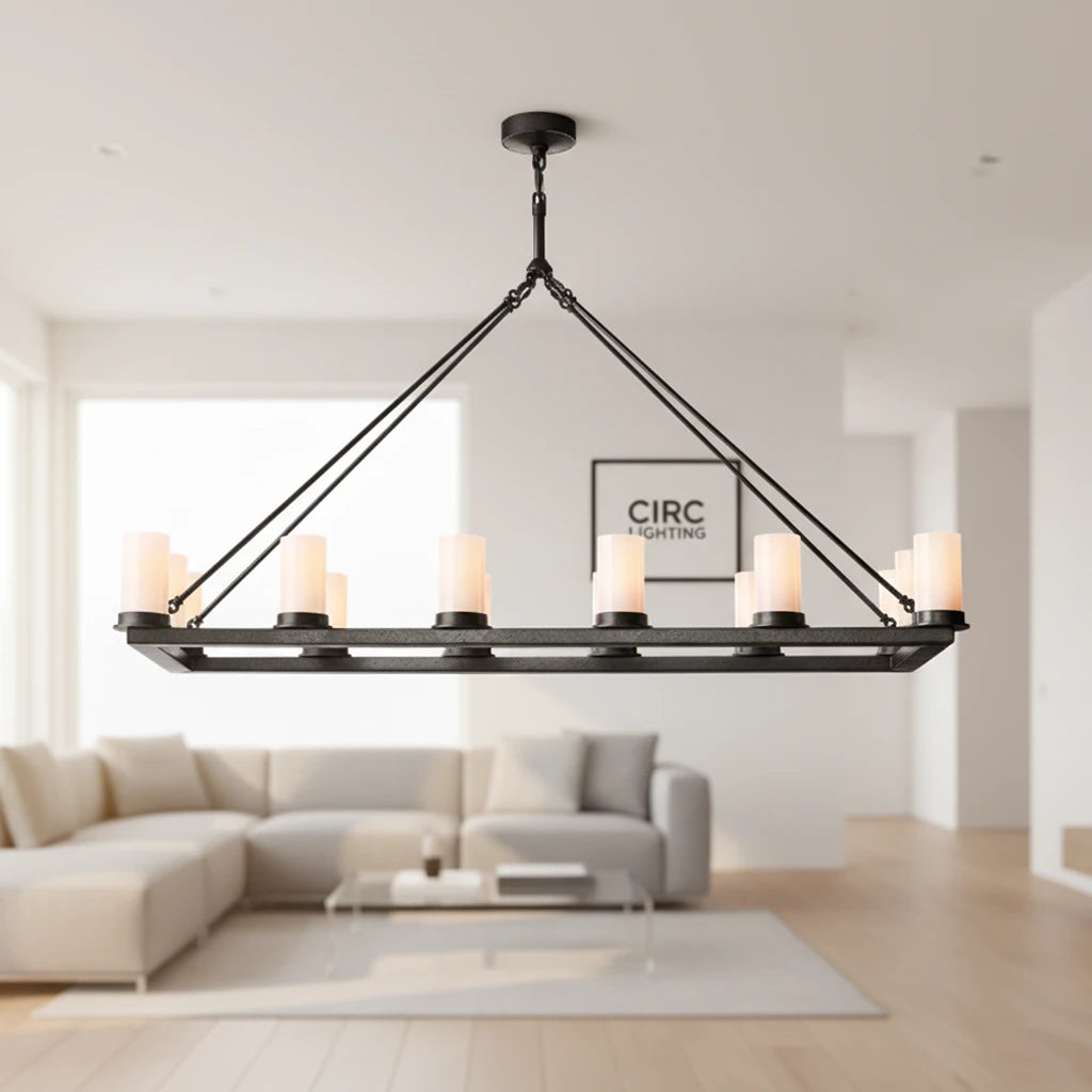 Ondra Linear Milk Glass Chandelier 52"