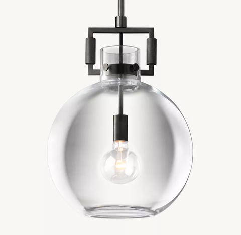 Machinist Glass Globe Pendant – Brass & Nickel
