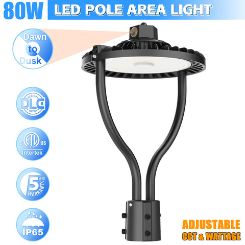 CIRC 90W-150W LED Post Circle Area Light 150W/120W/90W CCT Tunable 3K/4K/5K with Built-In Photocell