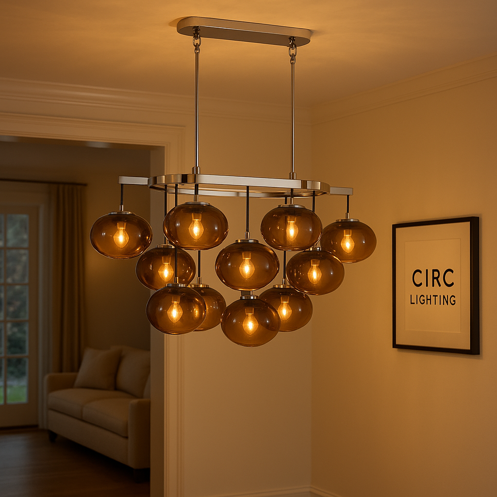 Cabrette Amber Glass Linear Chandelier 54"