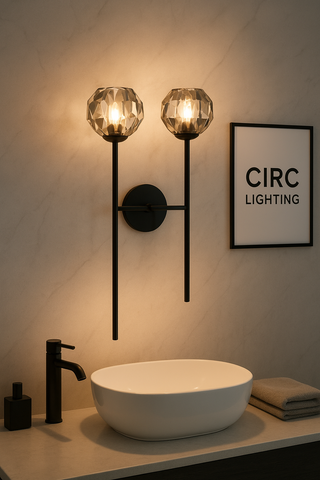 Boule De Cristal Smoke Glass Grand Double Sconce