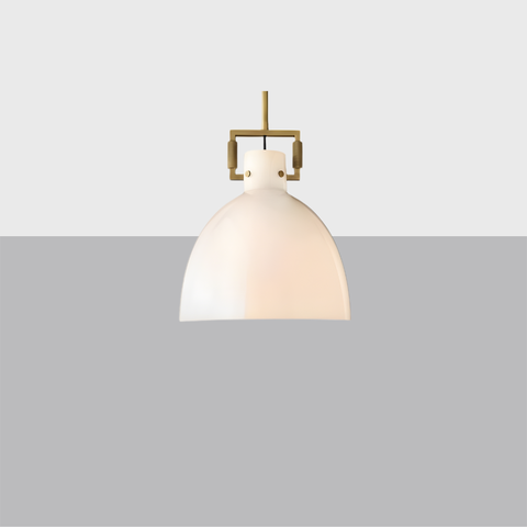 Machinist Milk Glass Cloche Pendant – Brass & Nickel