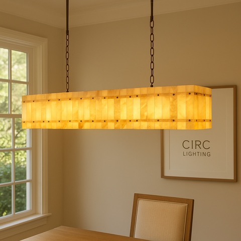 San Marco Alabaster Linear Chandelier 54"