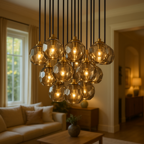 Boule De Cristal Smoke Glass Round Cluster Chandelier 19"