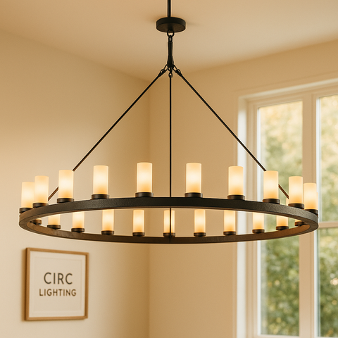 Ondra Round Milk Glass Chandelier 72"