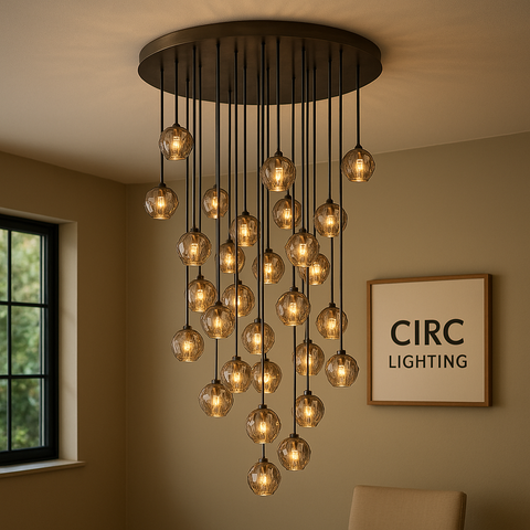 Boule De Cristal Smoke Glass Round Cluster Chandelier 30"