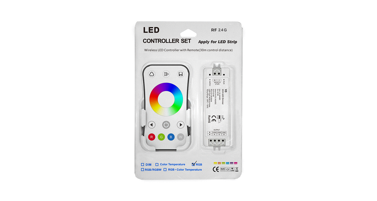 RF 2.4G Wireless RGB LED Strip Controller Kit | Touch Remote & Receiver | 12V-24V DC | 144W-288W Max Load