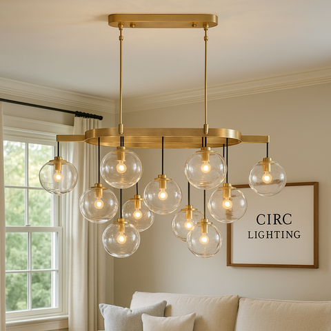 Cabrette Clear Glass Linear Chandelier 54"