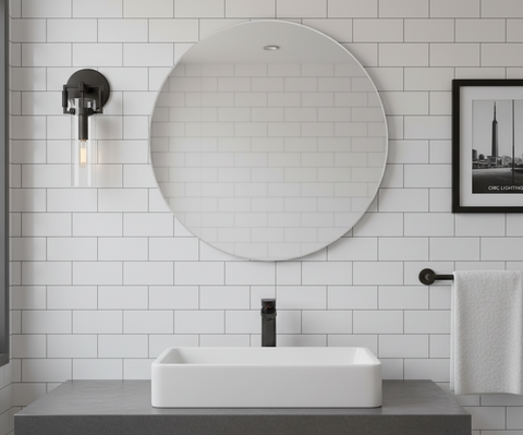 Machinist Glass Cylinder Sconce 9"