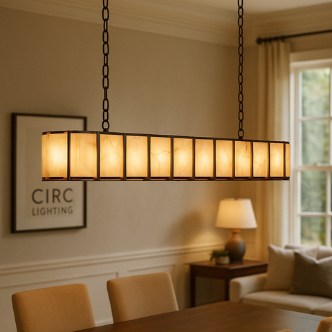 Harlow Calcite Rectangular Chandelier 74"