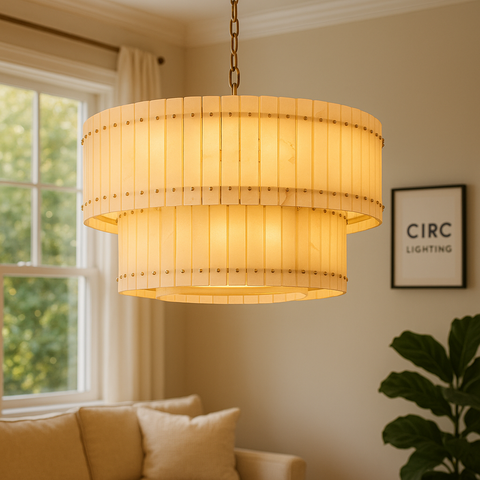 San Marco Alabaster Round Tiered Chandelier 48"