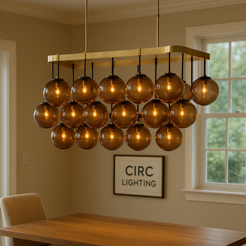 Cabrette Amber Glass Linear Chandelier 72"