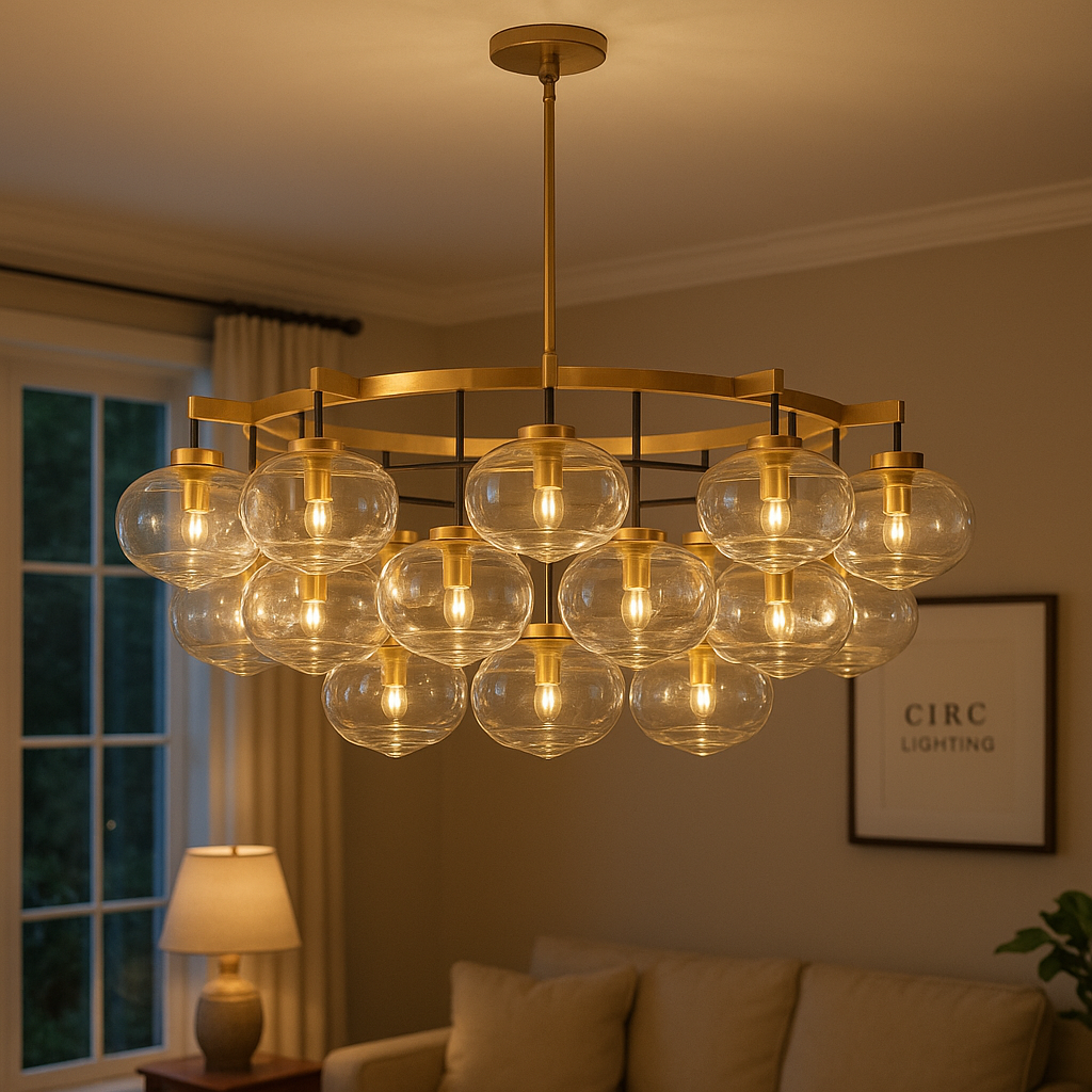 Cabrette Clear Glass Round Chandelier 60"