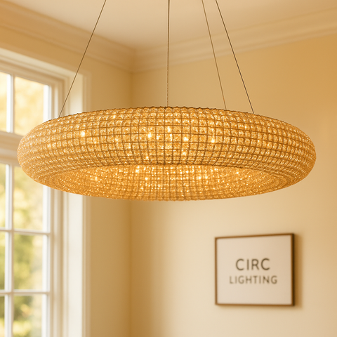Crystal Halo Smoke Round LED Chandelier 41"