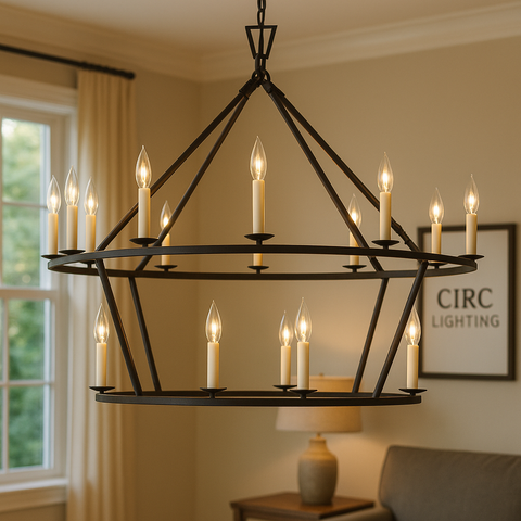 19th C. English Openwork Two-Tier Round Chandelier 40"