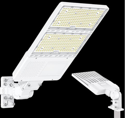 CIRC 200W–320W LED Shoebox Area Light 320W/240W/200W Selectable 5000K 100–277V Built-In Photocell A&N Bracket White
