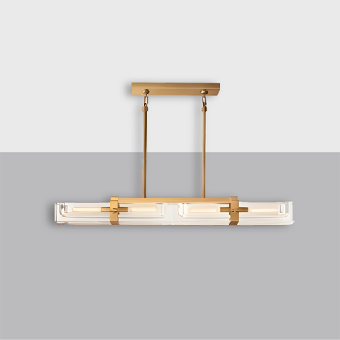 Savile 48" Linear Chandelier in Brass & K9 Crystal | CIRC