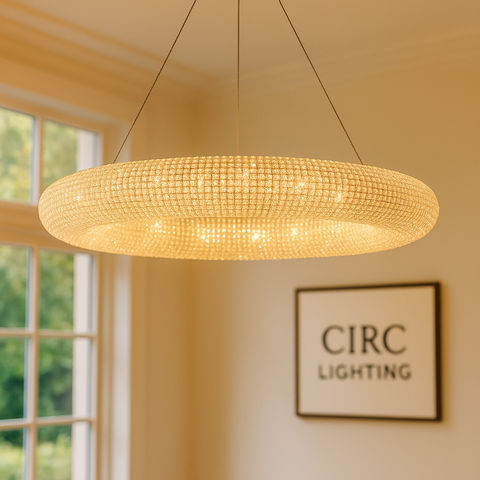 Crystal Halo Clear Round LED Chandelier 59"