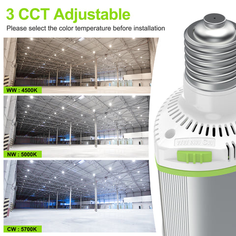 E39 High Output LED Horizontal Corn Light 120W/100W/80W CCT Tunable 4500K-5700K