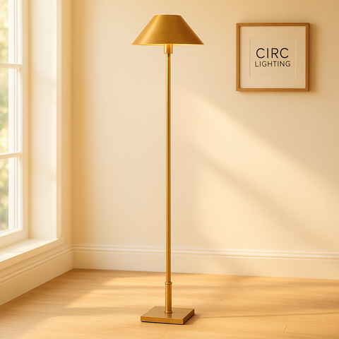 Petite Candlestick Metal Shade Floor Lamp