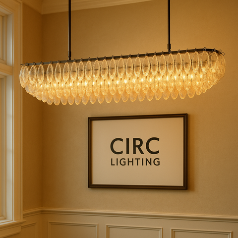 Chiara Clear Glass Tiered Rectangular Chandelier 74"