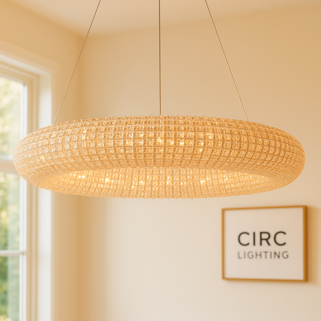 Crystal Halo Clear Round LED Chandelier 41"