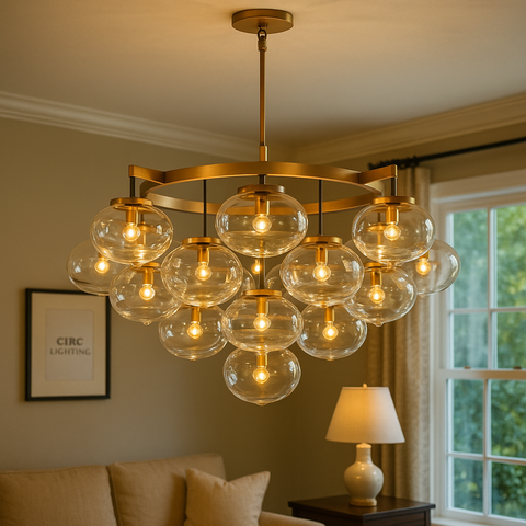 Cabrette Clear Glass Round Chandelier 48"