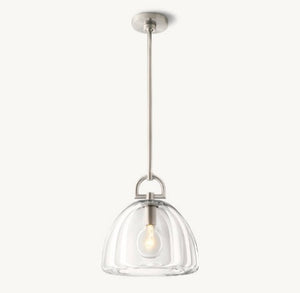 Botanist Dome Pendant Light – Hand-Carved Crystal Glass & Solid Brass Design
