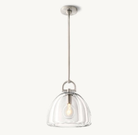 Botanist Dome Pendant Light – Hand-Carved Crystal Glass & Solid Brass Design