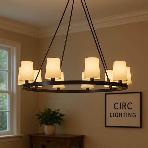 Pauillac Fabric Shade Round Chandelier 60"